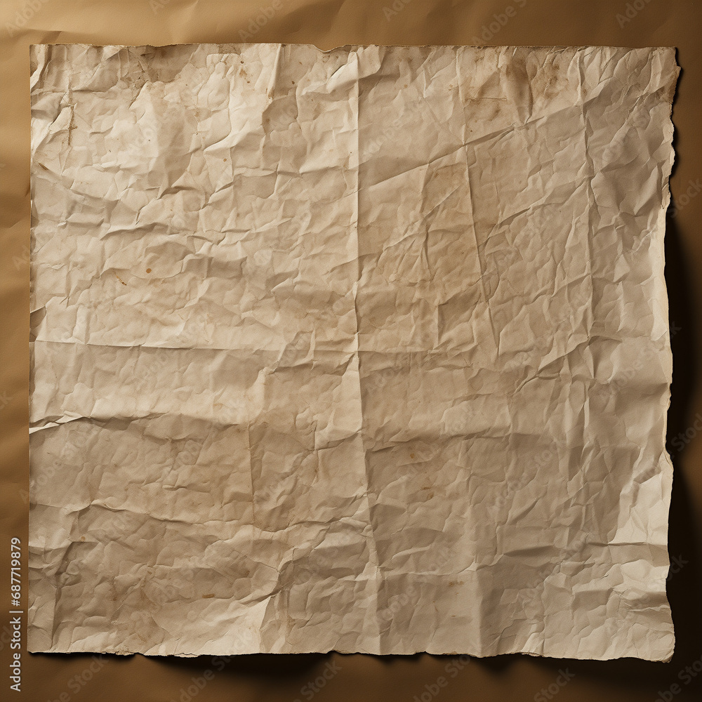 A frontal view of tea-stained paper, captivating with its traditional patterns and delicate folds A frontal view of tea-stained paper, captivating with its traditional patterns and delicate folds