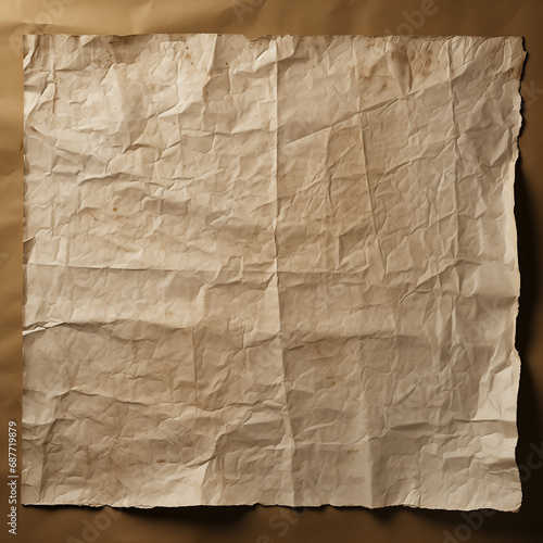 A frontal view of tea-stained paper  captivating with its traditional patterns and delicate folds