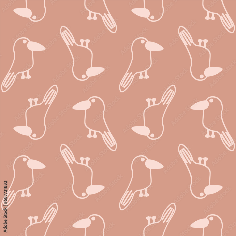 Vector seamless pattern with bird.Tropical jungle cartoon creatures.Pastel animals background.Cute natural pattern for fabric, childrens clothing,textiles,wrapping paper. Vector seamless pattern with bird.Tropical jungle cartoon creatures.Pastel animals background.Cute natural pattern for fabric, childrens clothing,textiles,wrapping paper.