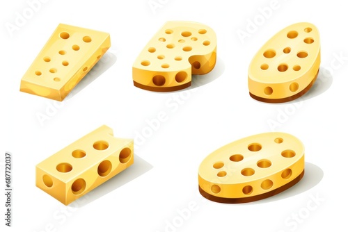 Swiss cheese slices icon on white background 