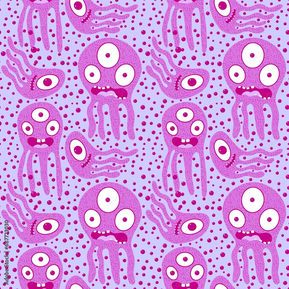Cartoon space monsters seamless octopus pattern for wrapping paper and fabrics and linens and kids clothes print Cartoon space monsters seamless octopus pattern for wrapping paper and fabrics and linens and kids clothes print
