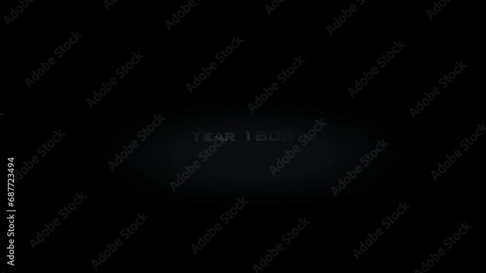 Year 1803 3D title metal text on black alpha channel background Year 1803 3D title metal text on black alpha channel background
