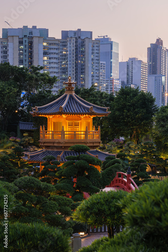 Nan Lian garden in Kowloon Hongkong at night