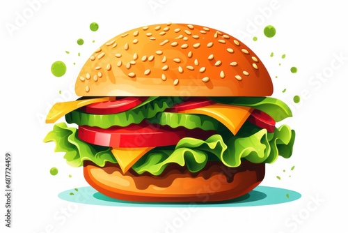Veggie Burger icon on white background 