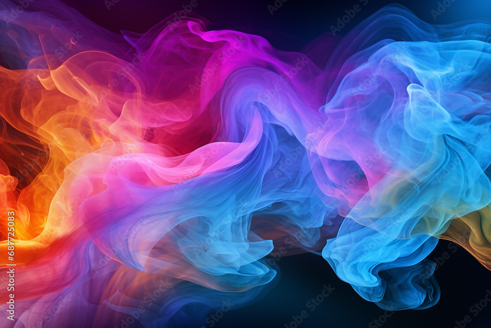 Intricately Flowing Colored Smoke Stream - Singular Digital Painting Created with Generative AI Tools