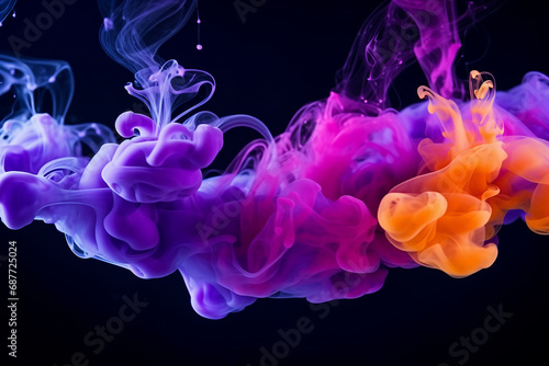 dynamic color drop in water captured in motion, ink swirling created with generative ai tools