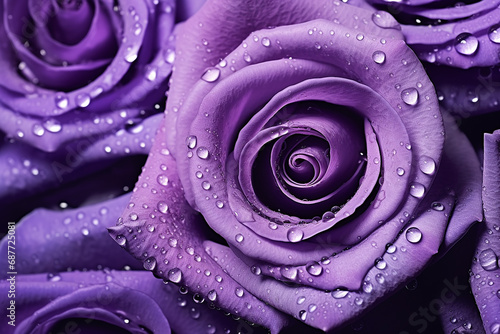 Intimate Close-Up of Violet Rose Petals with Water Drops Created with Generative AI ToolsIntimate Close-Up of Violet Rose Petals with Water Drops Created with Generative AI Tools