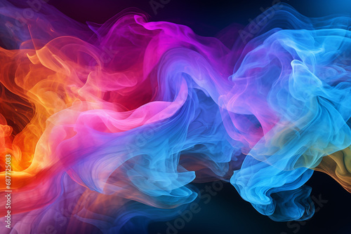 Intricately Flowing Colored Smoke Stream - Singular Digital Painting Created with Generative AI Tools