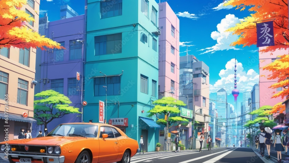Naklejka premium Anime Background/Wallpaper