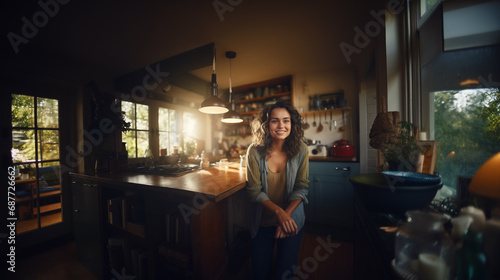 smiling woman in cozy, well...