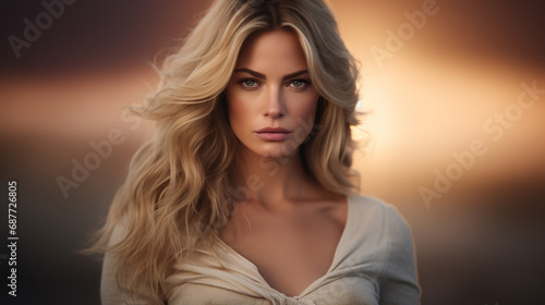 sad yet alluring blonde wom...