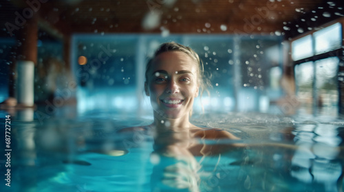 blonde woman happily relaxi...