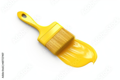 Yellow icon with brush on white background 