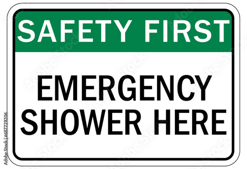 Emergency safety shower sign