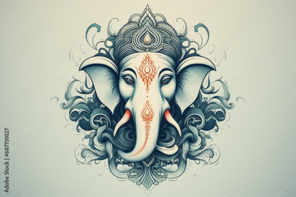 God Ganesha. Religious concept. Portrait with selective focus and copy space - obrazy, fototapety, plakaty 