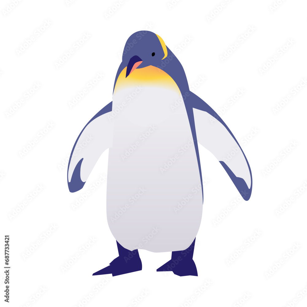 Fototapeta premium 下を向くペンギンのイラスト