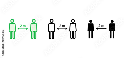 Social distance icon set. social distancing icon. self quarantine sign