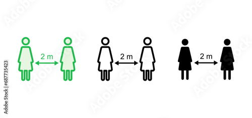 Social distancing icon set. social distance icon. self quarantine sign
