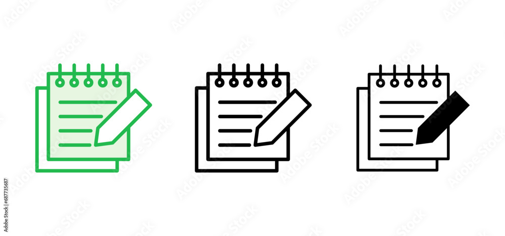 Note icon set. notepad icon vector