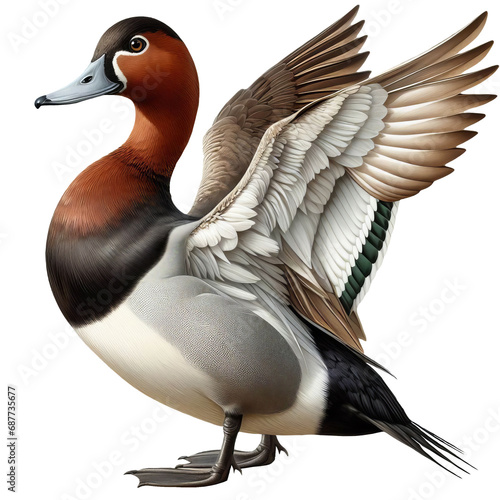 A Canvasback Duck standing on a flat surface isolated on a transparent background photo