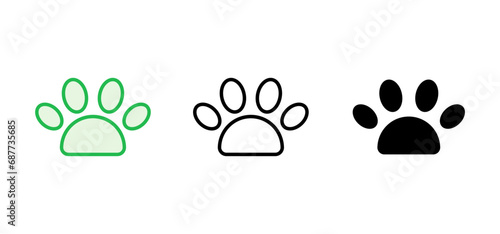Paw icon set. paw print icon vector. dog or cat paw