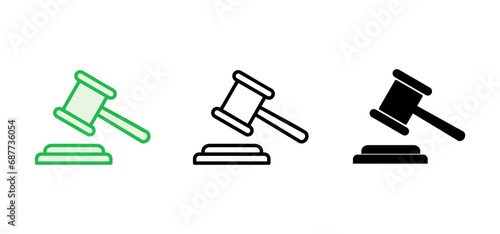 Gavel icon set. judge gavel icon vector. law icon vector. auction hammer