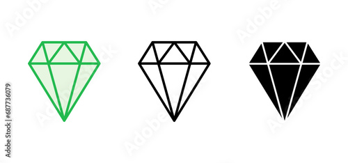 Diamond icon set. diamond gems vector icon.