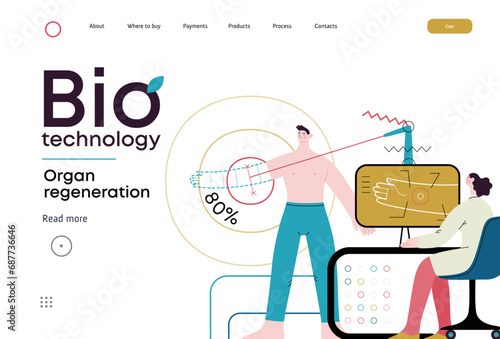 Bio Technology, Organ regeneration -modern flat vector concept illustration of a hand regenerating, futuristic technology. Metaphor of regenerative medicine and the body's ability to self-repair