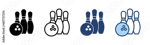 Bowling icon vector. bowling ball and pin sign and symbol.
