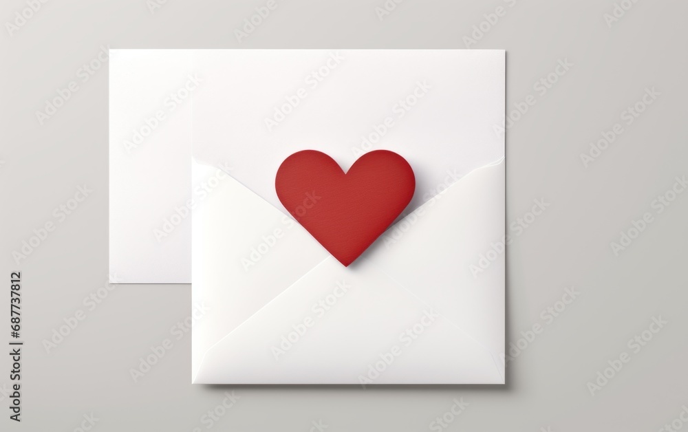 Romantic Red Heart on an Envelope for Valentine's Day Message