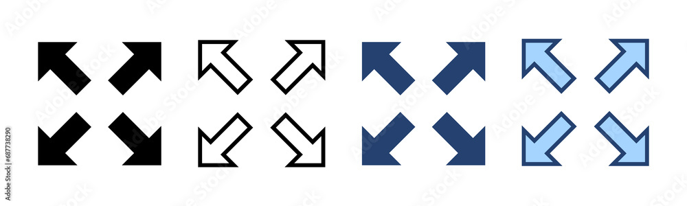 Fullscreen Icon vector. Expand to full screen sign and symbol. Arrows symbol Fullscreen Icon vector. Expand to full screen sign and symbol. Arrows symbol