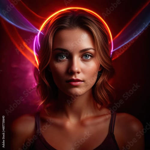 Young girl with light streaks, indiciting positive energy aura © Kheng Guan Toh