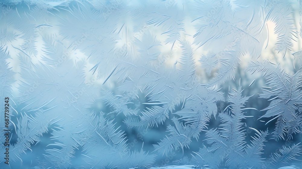 Ice patterns frosty patterns on the glass of the window Ice patterns frosty patterns on the glass of the window