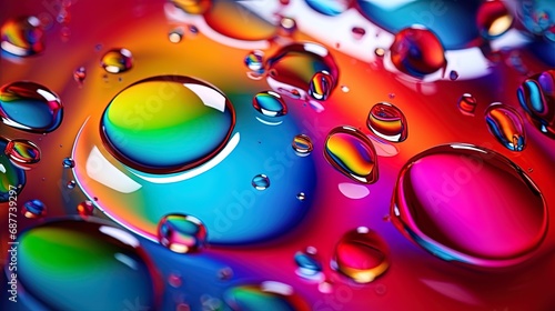 Abstraction of colored drops of oil on water