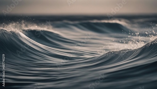 Close-up of blue ocean wave with water splashes. Ocean water background