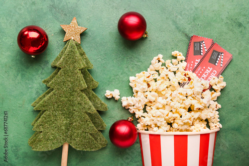 Bucket of popcorn with cine...