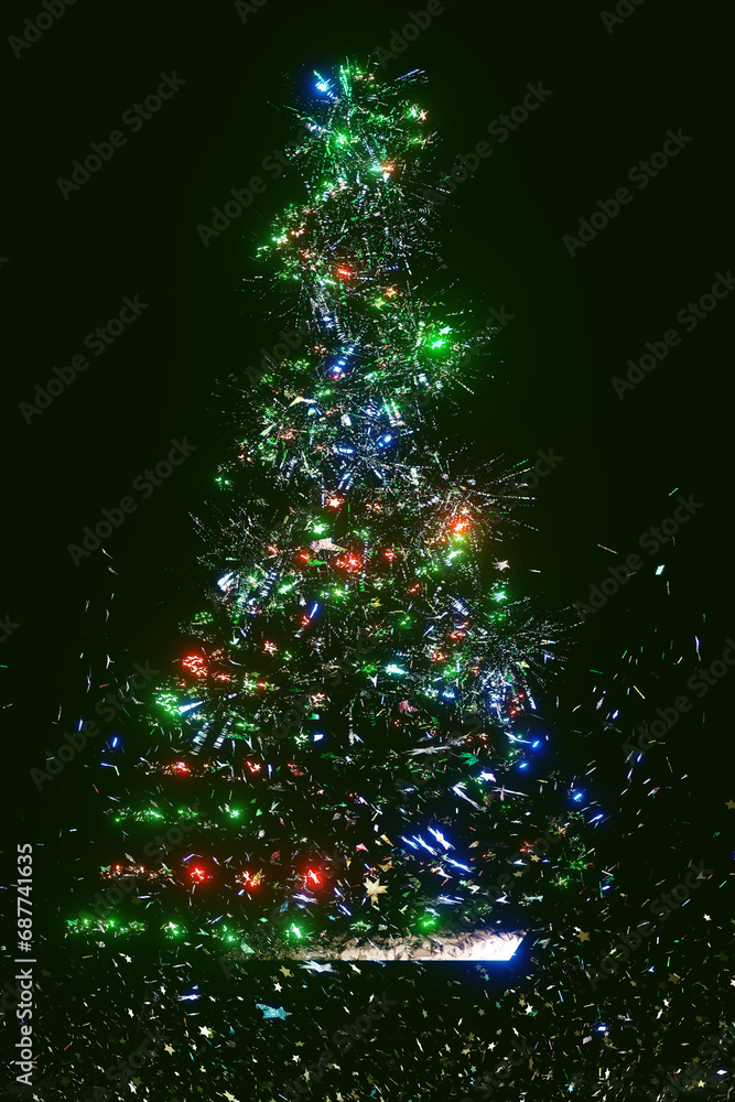 Abstract Christmas tree. Greeting card design. 3D render illustration. Abstract Christmas tree. Greeting card design. 3D render illustration.