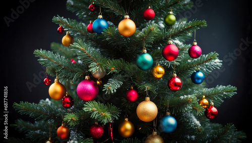 Colorful Christmas Ornaments on Fir Branches 7