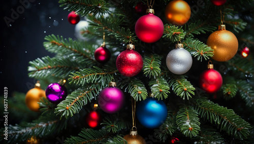 Colorful Christmas Ornaments on Fir Branches 8