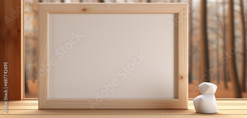 the essence of an empty mockup, featuring a wooden frame with a modern digital art concept.