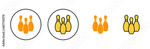Bowling icon set for web and mobile app. bowling ball and pin sign and symbol.