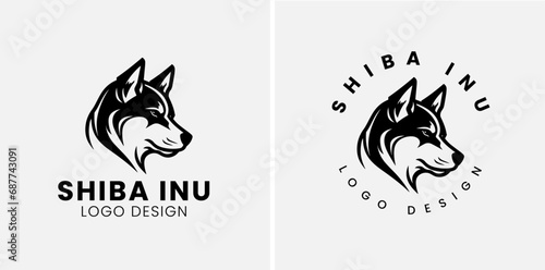 Shiba inu dog Head Logo Design Vector. Shiba inu abstract character illustration. Graphic logo design templates for emblem.
