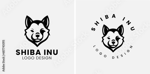 Shiba inu dog Head Logo Design Vector. Shiba inu abstract character illustration. Graphic logo design templates for emblem.
