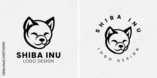 Shiba inu dog Head Logo Design Vector. Shiba inu abstract character illustration. Graphic logo design templates for emblem.