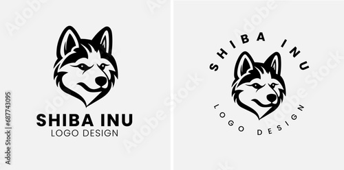 Shiba inu dog Head Logo Design Vector. Shiba inu abstract character illustration. Graphic logo design templates for emblem.