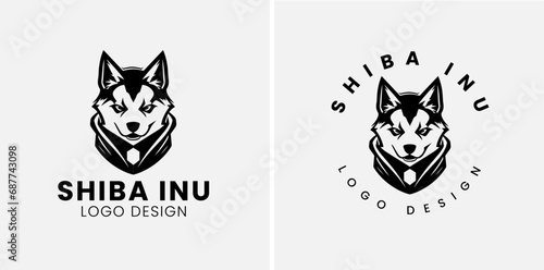 Shiba inu dog Head Logo Design Vector. Shiba inu abstract character illustration. Graphic logo design templates for emblem.