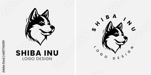 Shiba inu dog Head Logo Design Vector. Shiba inu abstract character illustration. Graphic logo design templates for emblem.