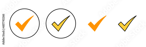 Check mark icon set for web and mobile app. Tick mark sign and symbol
