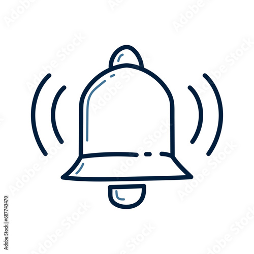 Hand drawn Bell ringing doodle line illustration. Bell ringing doodle icon vector.