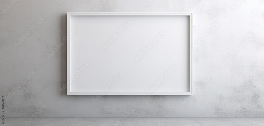 Blank wooden frame casting a shadow on a neutral wall, creating a versatile space for creative inspiration and visual storytelling. Empty mockup.